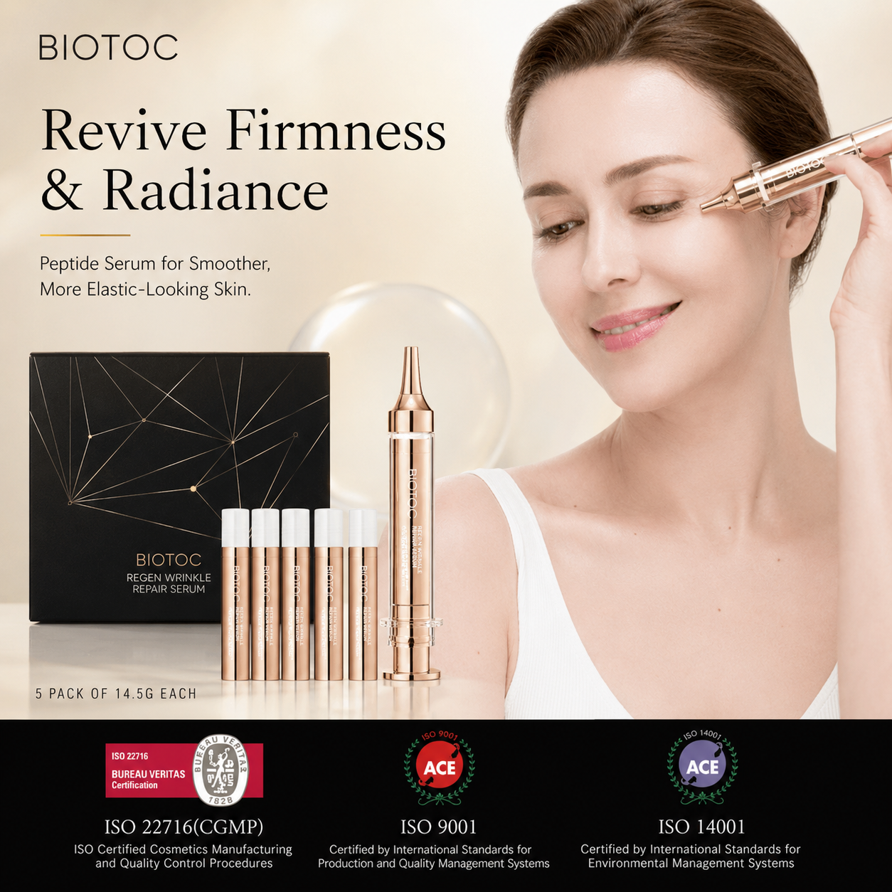 BIOTOC REGEN Wrinkle Repair Serum | Premium Anti-Aging Peptide Serum