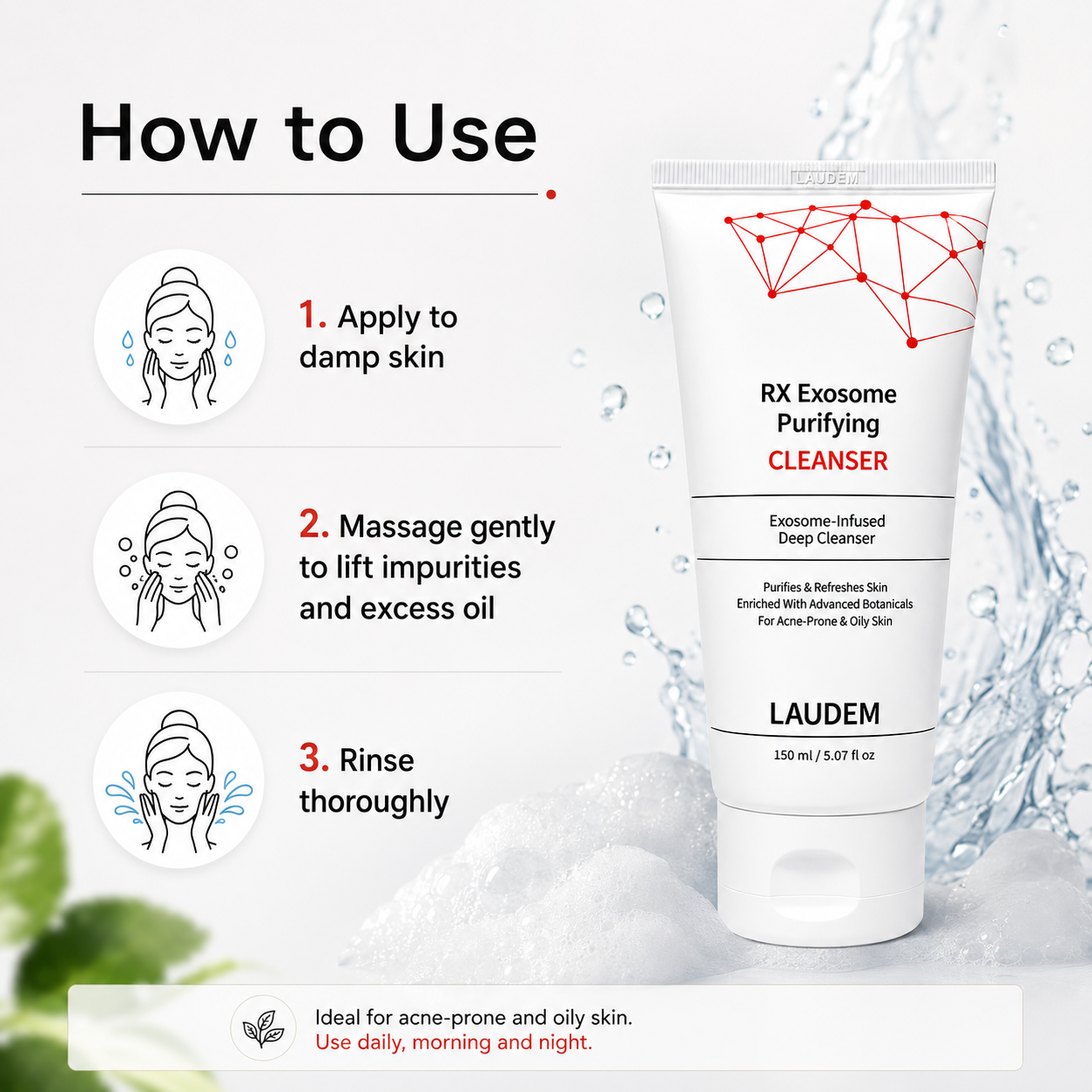 LAUDEM RX Exosome Purifying Cleanser 150ml | Cream Cleanser for Oily Skin