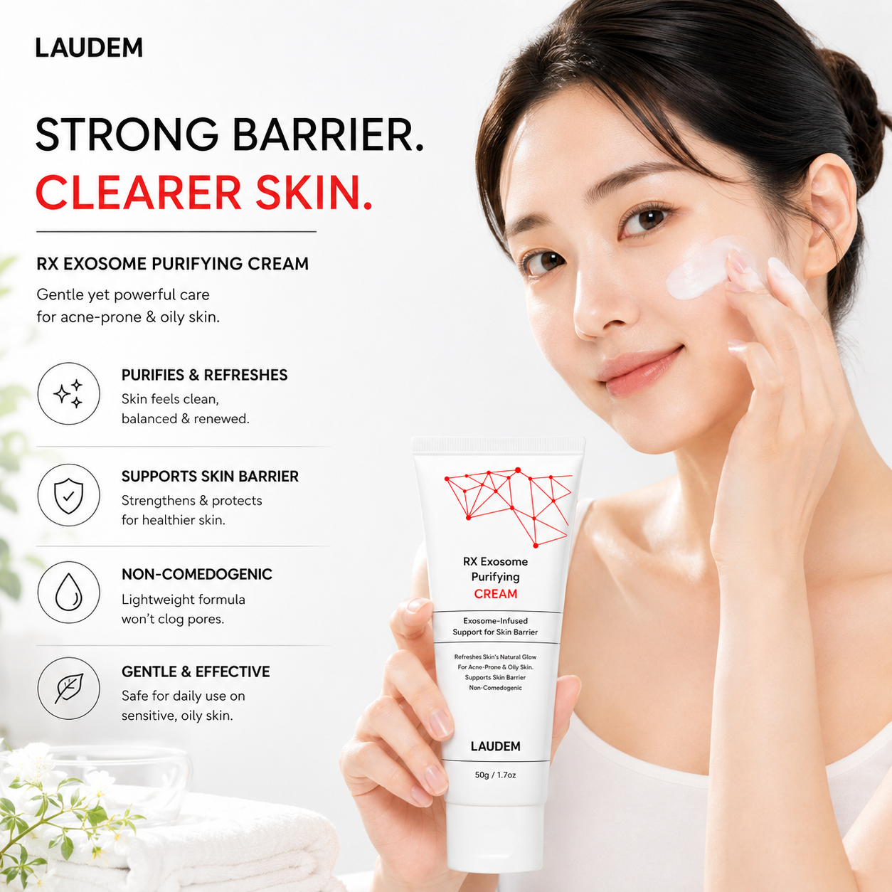 LAUDEM RX Exosome Purifying Cream 50g | Barrier Support Moisturizer
