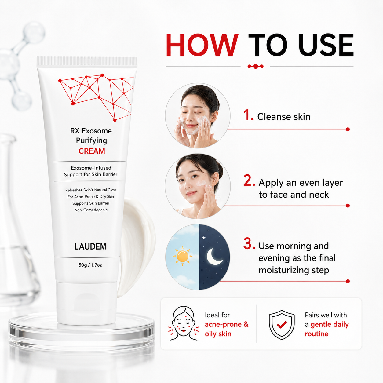 LAUDEM RX Exosome Purifying Cream 50g | Barrier Support Moisturizer