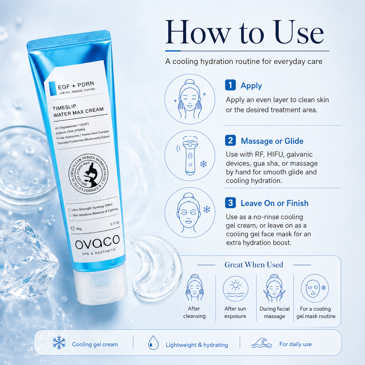 OVACO Timeslip Water Max Cream | Cooling Hydration Gel Cream