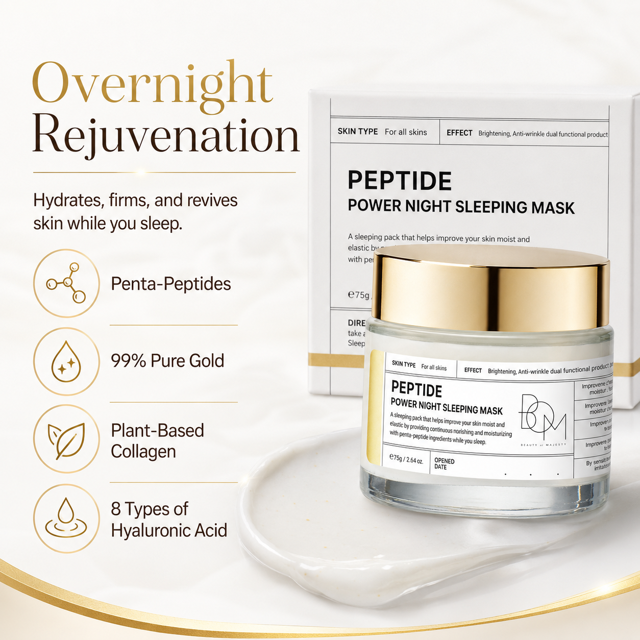 24K Gold Peptide Power Night Sleeping Mask | Overnight Hydrating &amp; Firming Mask
