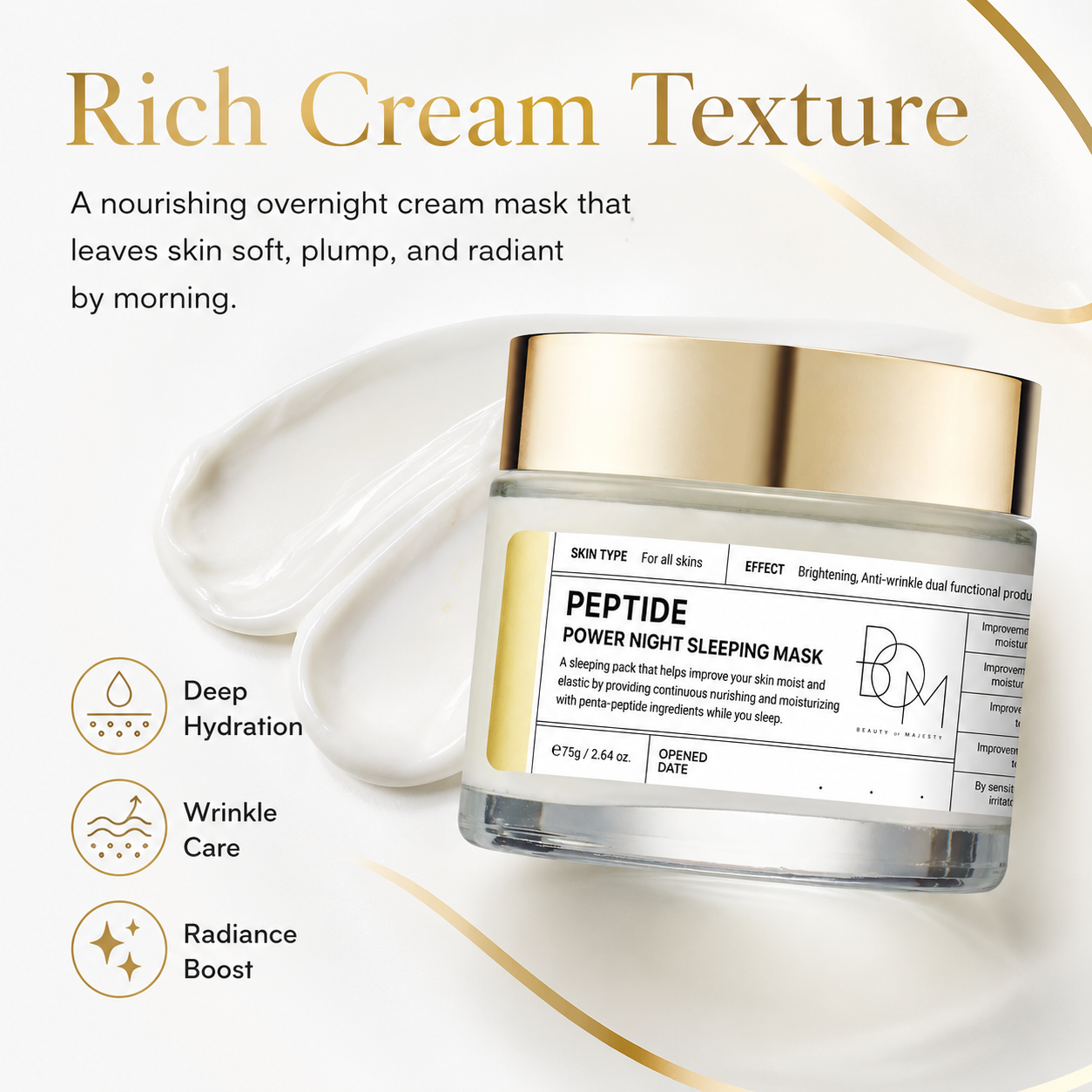 24K Gold Peptide Power Night Sleeping Mask | Overnight Hydrating &amp; Firming Mask