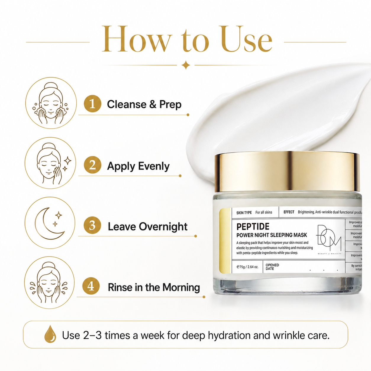 24K Gold Peptide Power Night Sleeping Mask | Overnight Hydrating &amp; Firming Mask