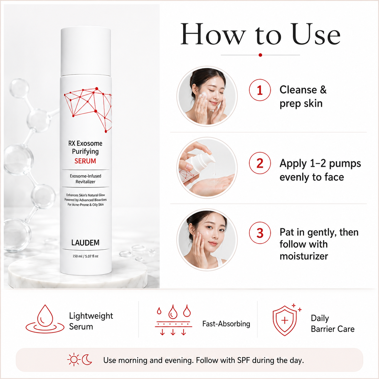 LAUDEM RX Exosome Purifying Serum 150ml | Lightweight Clarifying Serum